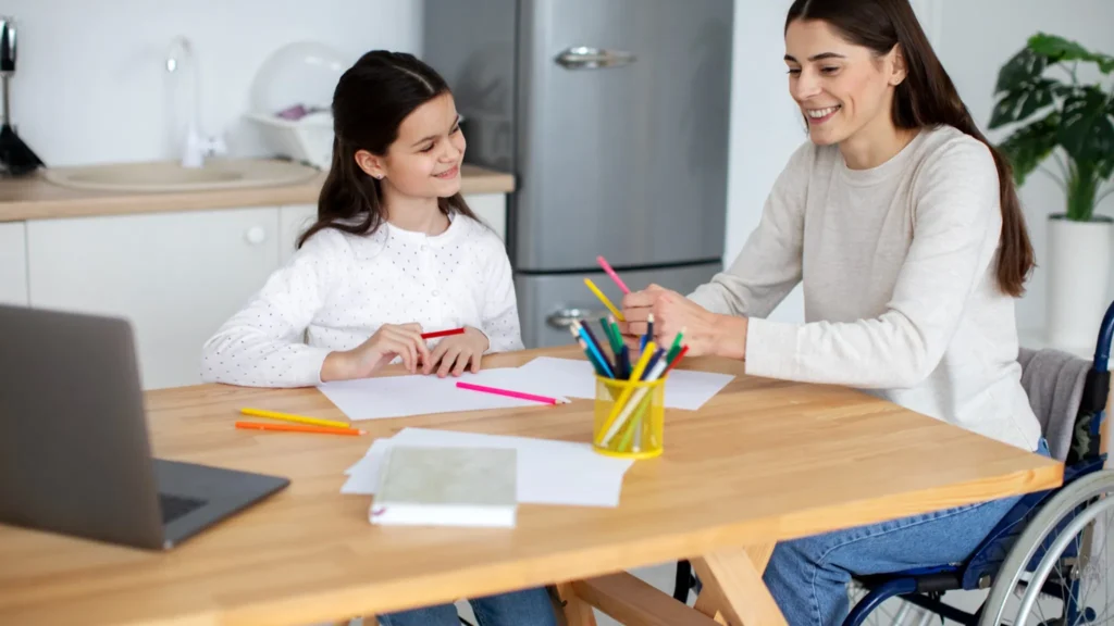 Child receiving NDIS school age support with a parent in Ipswich